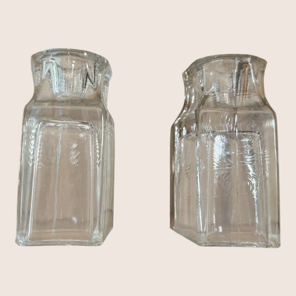 🕯️ VTG ART DECO VOTIVE GLASS CANDLE HOLDERS RIBBED FRONT SET OF TWO - Picture 3 of 6